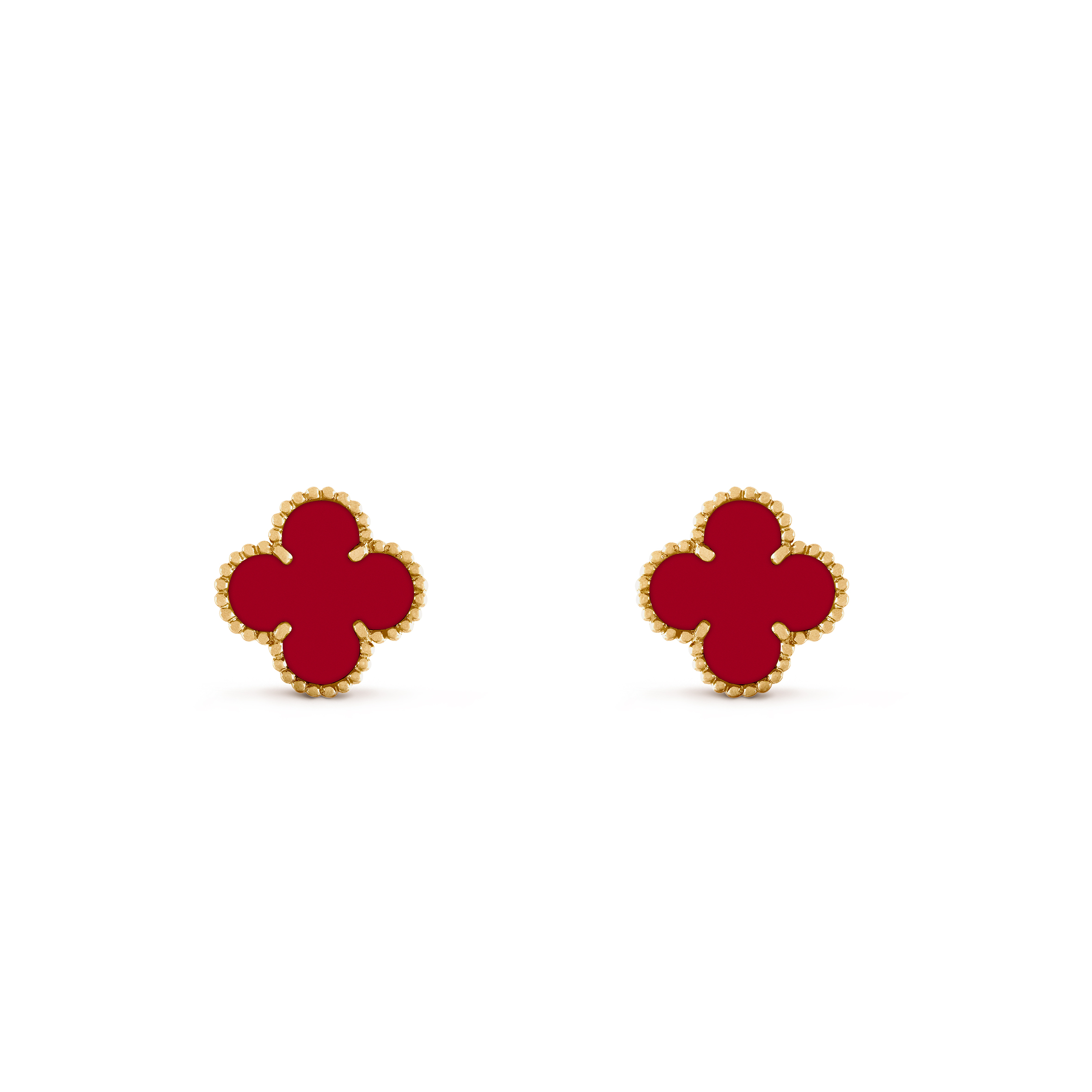 VAN CLEEF ARPELS VINTAGE ALHAMBRA EARRINGS - YELLOW GOLD, CARNELIAN  VCARD40400